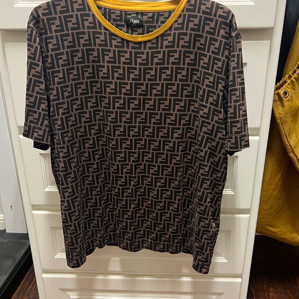 Fendi Black and Brown Logo Polo Shirt